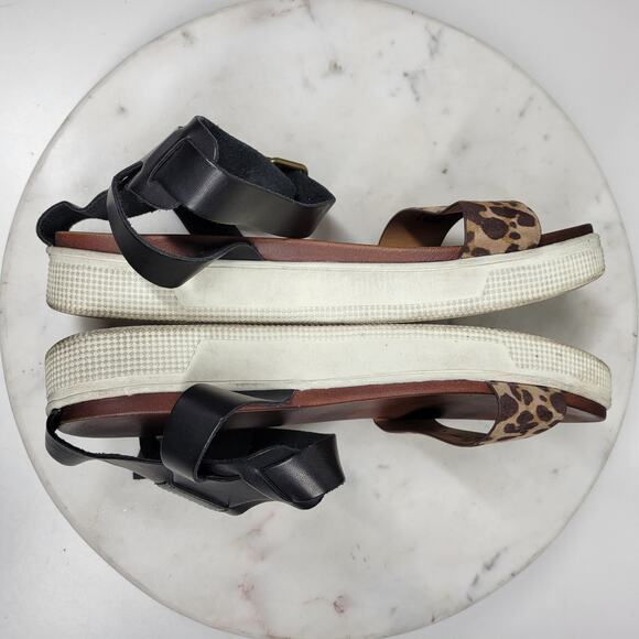 Mia Kyleigh Sandals Womens 7.5 Brown Leopard Suede Leather Platform Ankle Strap - Picture 9 of 13